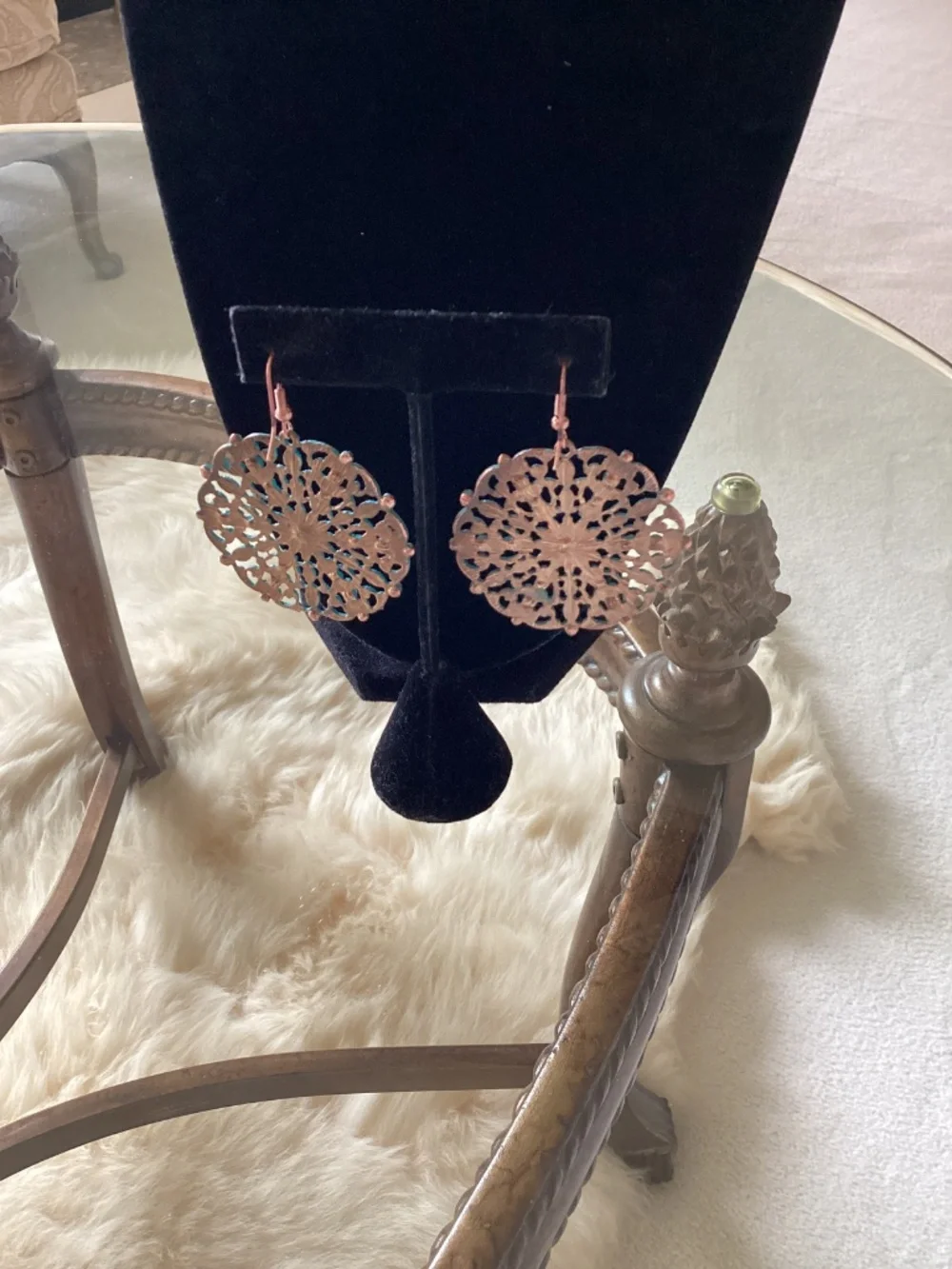 Chic Turquoise color with crystal earrings. Pierced.